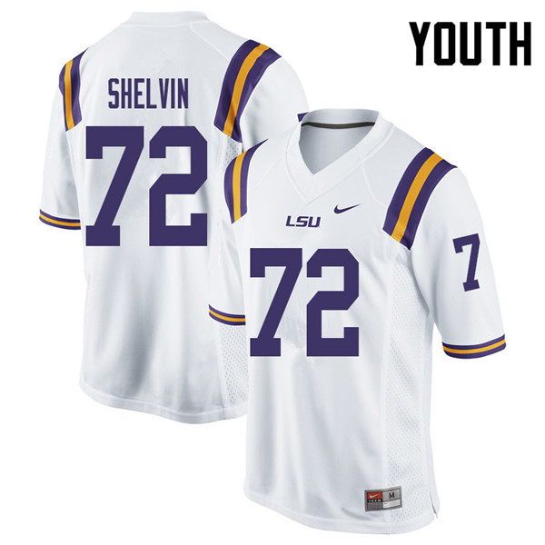 Youth #72 Tyler Shelvin LSU Tigers College Football Jerseys Sale-White - Click Image to Close